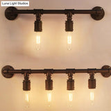 Industrial Black Iron Wall Sconce Light With Straight Pipe Design - Ideal For Living Room 2/4/6