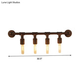 Industrial Black Iron Wall Sconce Light With Straight Pipe Design - Ideal For Living Room 2/4/6