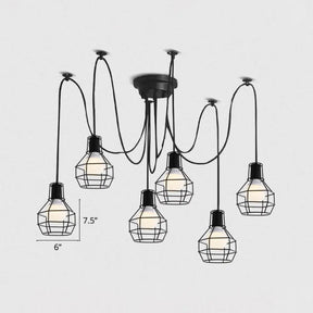 Industrial Black Iron Wire Ball Cage Pendant Lamp For Dining Room 6 /