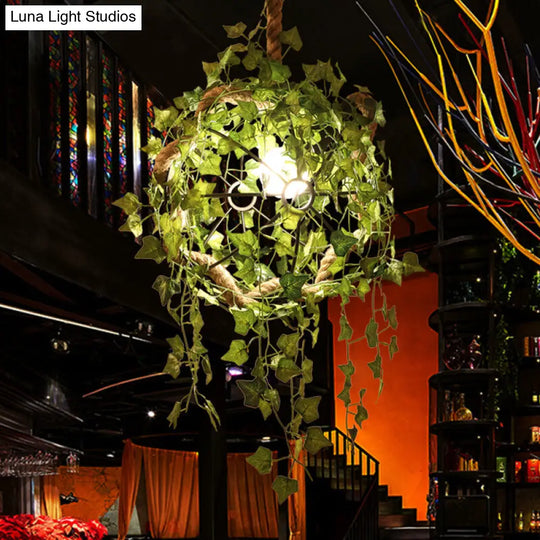 1 Head Industrial Ball Plant Ceiling Pendant - Black Metal Hanging Light Fixture For Restaurants