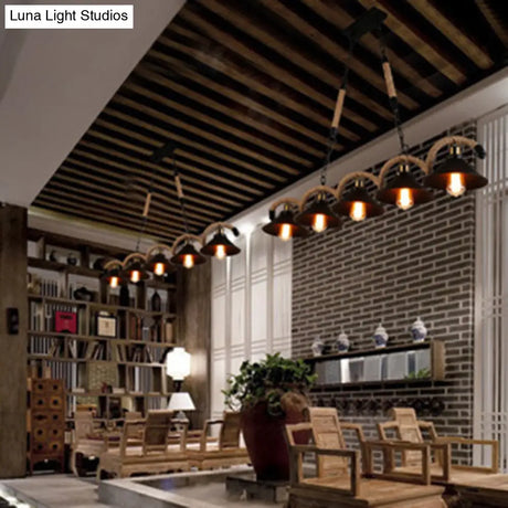 Industrial Black Metal Island Chandelier Cage Restaurant Light Fixture