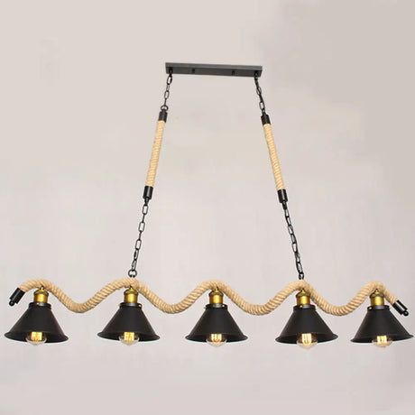 Industrial Black Metal Island Chandelier Cage Restaurant Light Fixture 5 /