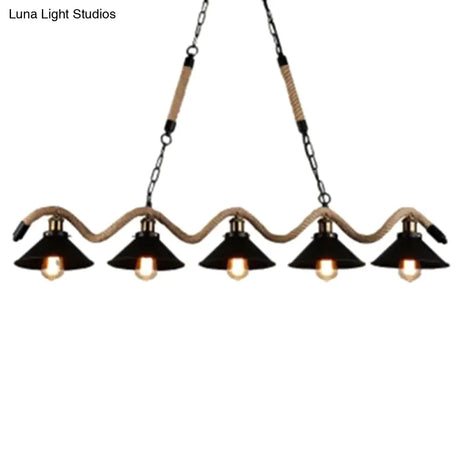 Industrial Black Metal Island Chandelier Cage Restaurant Light Fixture