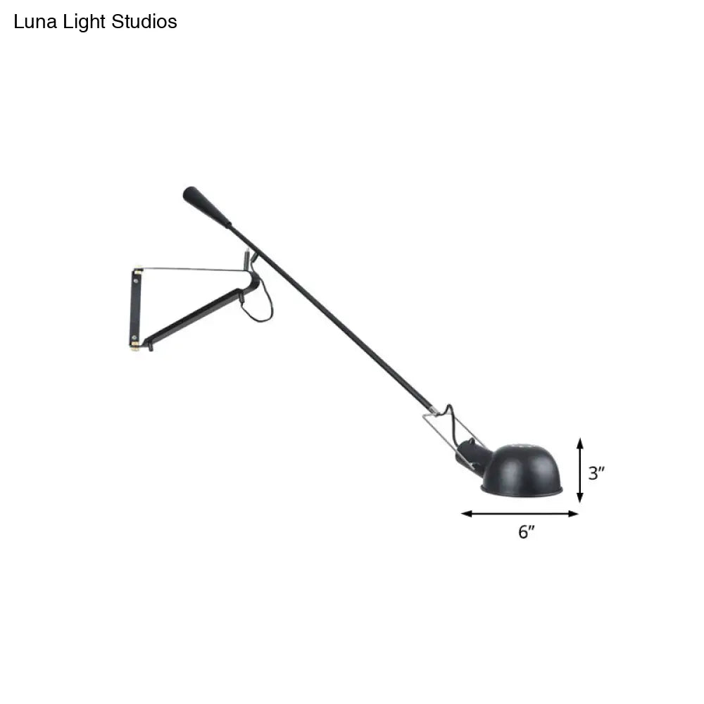 Industrial Black Metal Wall Light With Stylish Bowl Shade - Indoor Mount Fixture