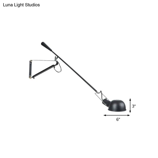 Industrial Black Metal Wall Light With Stylish Bowl Shade - Indoor Mount Fixture