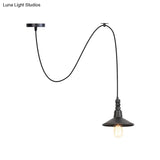 Industrial Black Pendant Light For Corridor - Iron Saucer Ceiling Lamp