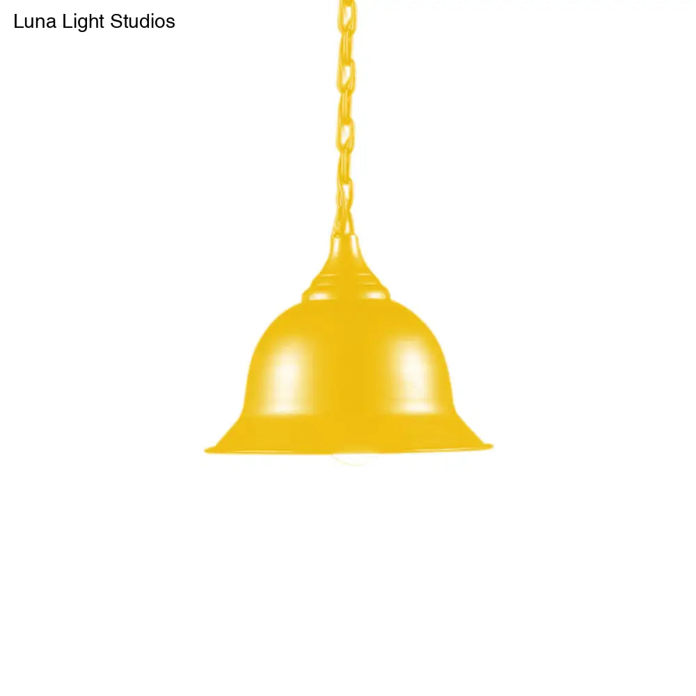 Industrial Dome Pendant Light - Black/Red/Yellow Metal Ideal For Living Room Ceiling