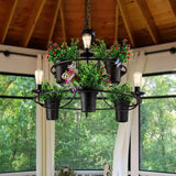 Industrial Black/White Metal Led Plant Pendant Light - 6 Lights 1/2 Tiers. Perfect For Restaurants.