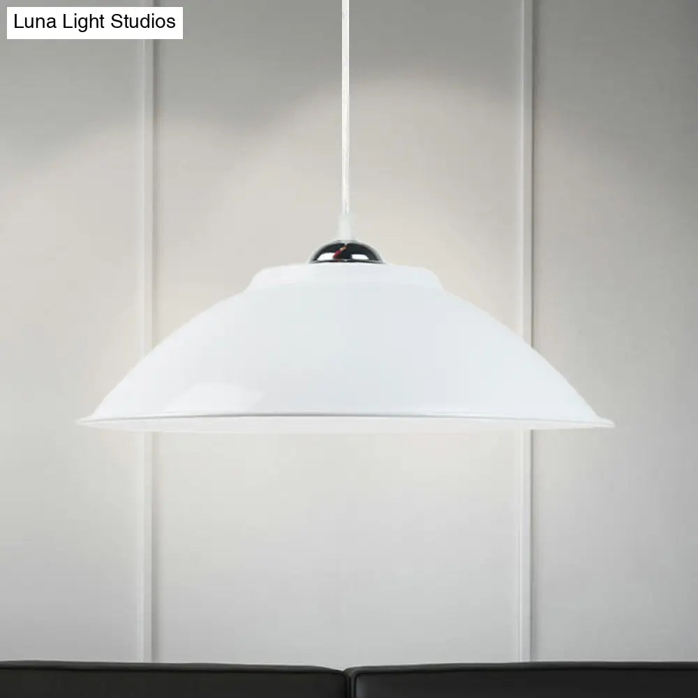Industrial Iron Pendant Light With Adjustable Cord - Black/White 10.5/14 W