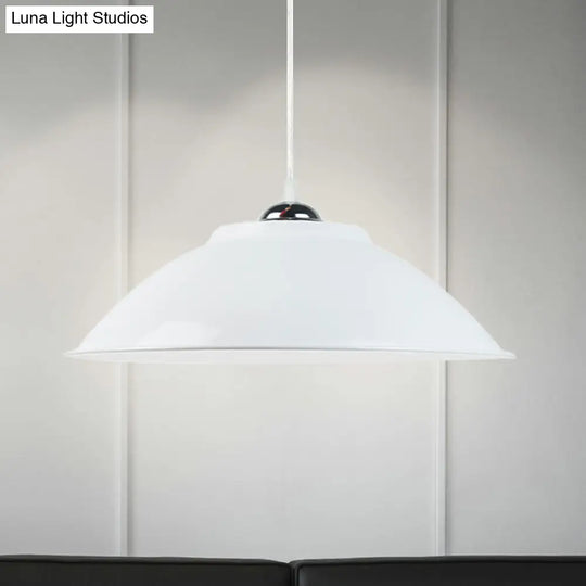 Industrial Iron Pendant Light With Adjustable Cord - Black/White 10.5/14 W