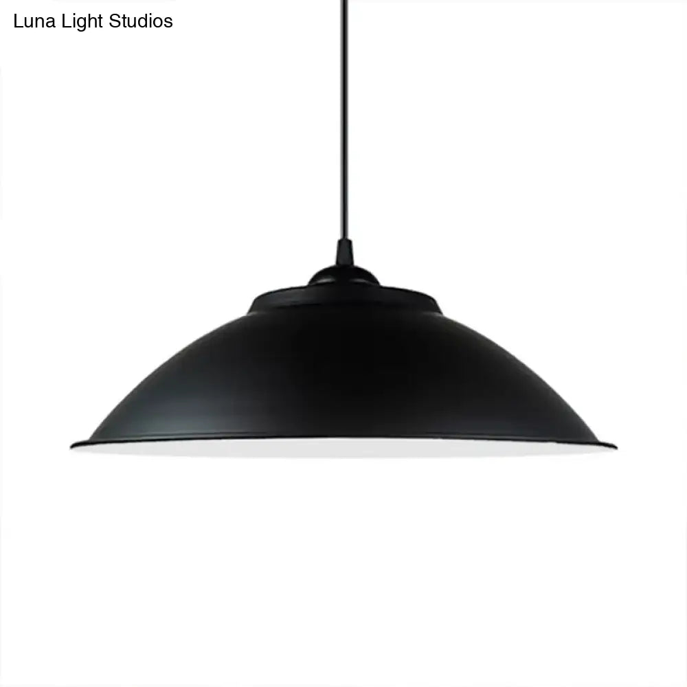 Industrial Iron Pendant Light With Adjustable Cord - Black/White 10.5/14 W