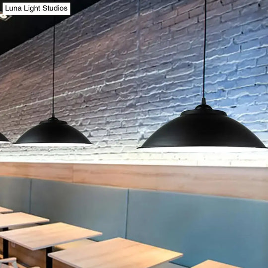Industrial Iron Pendant Light With Adjustable Cord - Black/White 10.5/14 W Black / 10.5
