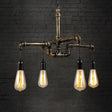 Industrial Brass Hanging Lamp Plumbing Pipe Chandelier Light Fixture - Iron Antique 4/6 Bulb Design