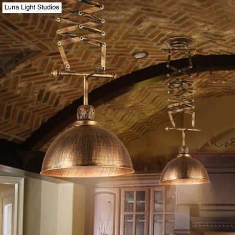 Industrial Bronze Drop Lamp With Extendable Arm – 1-Light Ceiling Light For Clothing Store