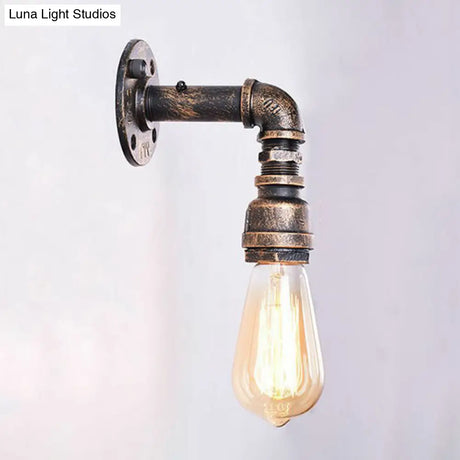 Industrial Bronze Metal Wall Sconce - Right Angle Bedroom Mount Lamp With 1 Head