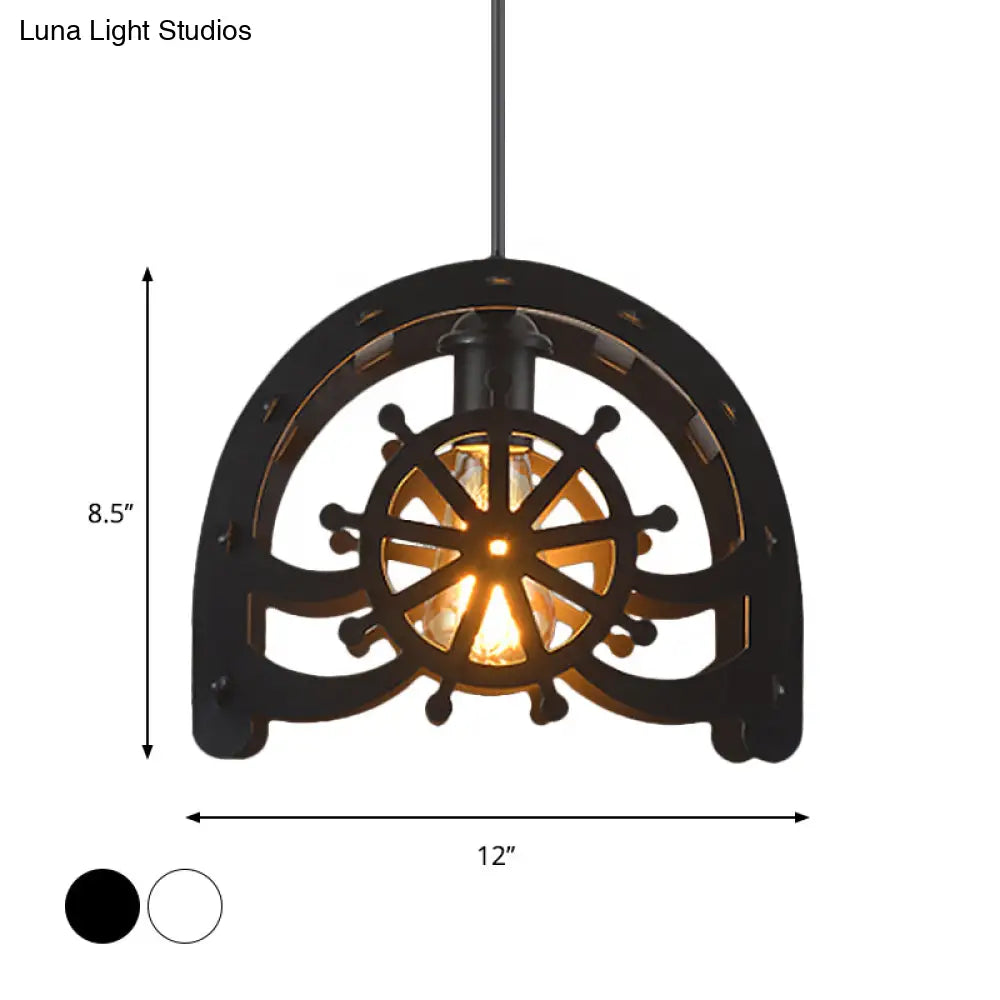 Industrial Cafe Pendant Light With Creative Waterwheel Design - Metallic Finish