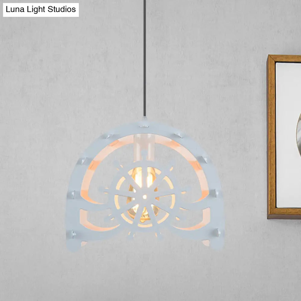 Industrial Cafe Pendant Light With Creative Waterwheel Design - Metallic Finish