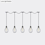 Industrial Cage Pendant Chandelier With Multi-Bulb Kit In Black