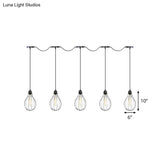 Industrial Cage Pendant Chandelier With Multi-Bulb Kit In Black