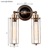 Industrial Cage Wall Sconce With Adjustable Node And Rustic Charm