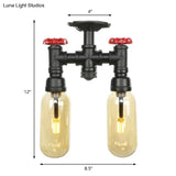 Industrial Capsule Amber Glass Semi Flush Mount Light - Matte Black With Pipe Design