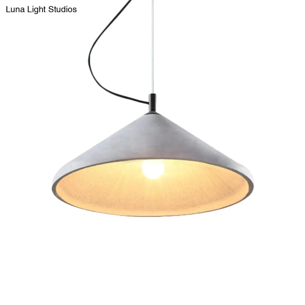Industrial Cement Pendant Light - Cone Dining Room Ceiling Fixture Grey