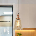 Industrial Clear Glass Bell Pendant Light With Bronze/Antique Brass/Copper Finish - Indoor Hanging