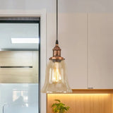 Industrial Clear Glass Bell Pendant Light With Bronze/Antique Brass/Copper Finish - Indoor Hanging