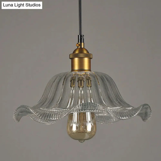 Industrial Clear Glass Flower Suspension Pendant Light - Perfect For Dining Room 1 Bulb Fixture / 10