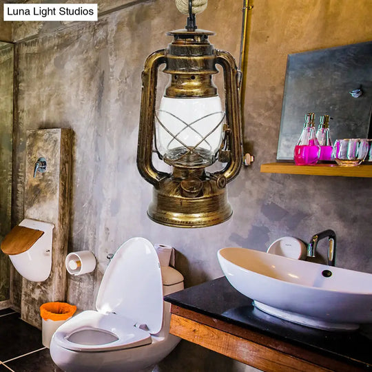 Industrial Pendant Ceiling Light: Black/Bronze/Antique Brass Finish Clear Glass 1 Light Perfect For