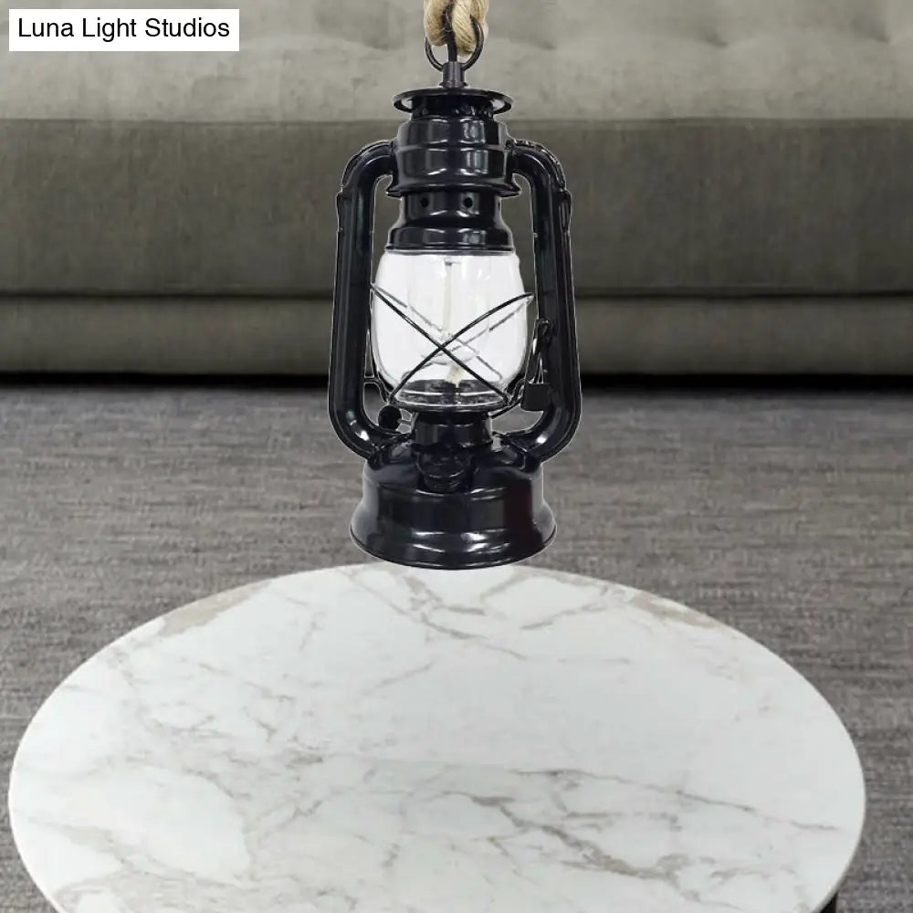 Industrial Pendant Ceiling Light: Black/Bronze/Antique Brass Finish Clear Glass 1 Light Perfect For