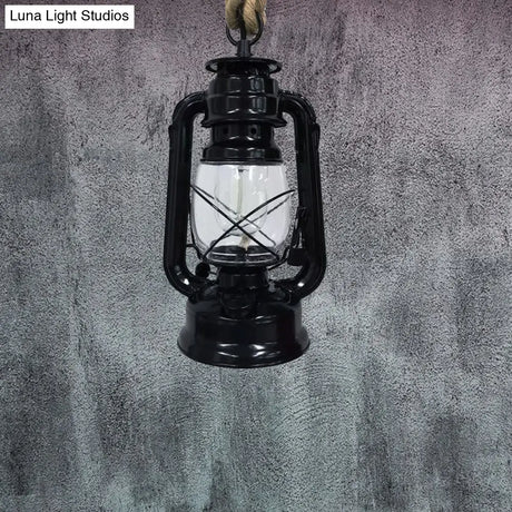 Industrial Clear Glass Pendant Ceiling Light For Coffee Shop - Black/Bronze/Antique Brass Finish