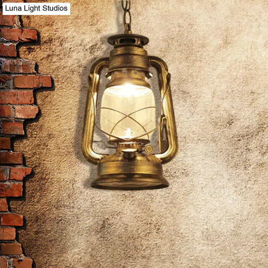 Industrial Pendant Ceiling Light: Black/Bronze/Antique Brass Finish Clear Glass 1 Light Perfect For
