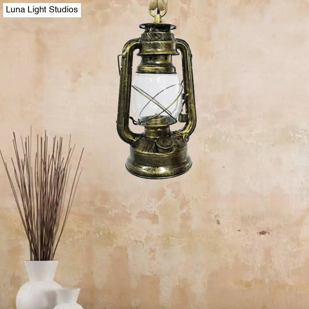 Industrial Pendant Ceiling Light: Black/Bronze/Antique Brass Finish Clear Glass 1 Light Perfect For