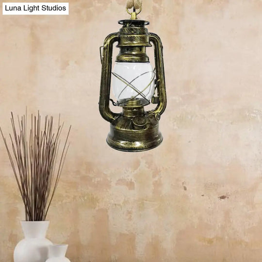 Industrial Pendant Ceiling Light: Black/Bronze/Antique Brass Finish Clear Glass 1 Light Perfect For
