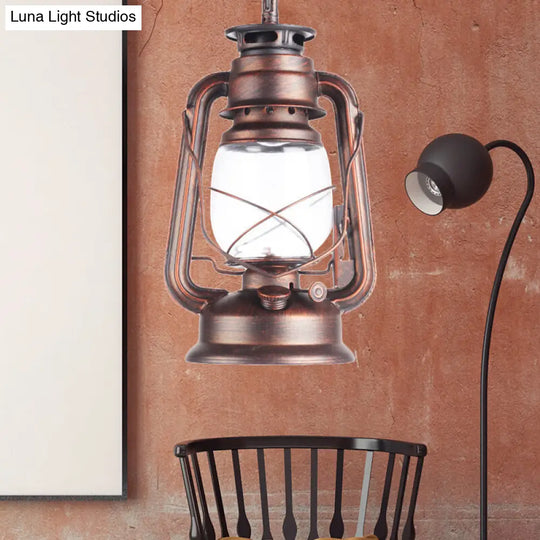Industrial Pendant Ceiling Light: Black/Bronze/Antique Brass Finish Clear Glass 1 Light Perfect For