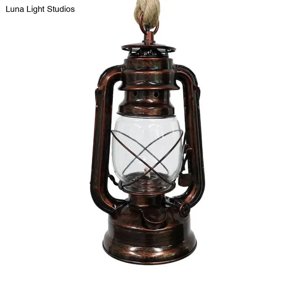 Industrial Pendant Ceiling Light: Black/Bronze/Antique Brass Finish Clear Glass 1 Light Perfect For
