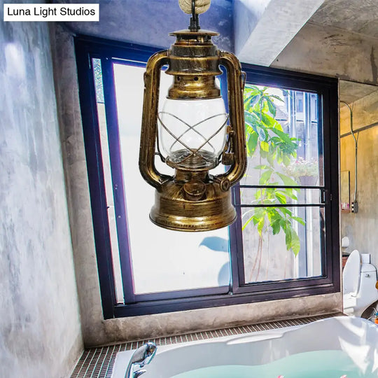 Industrial Pendant Ceiling Light: Black/Bronze/Antique Brass Finish Clear Glass 1 Light Perfect For