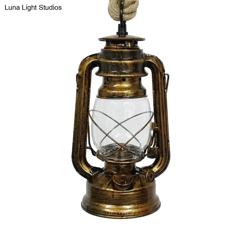 Industrial Pendant Ceiling Light: Black/Bronze/Antique Brass Finish Clear Glass 1 Light Perfect For