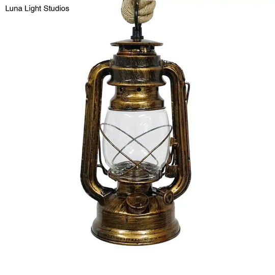 Industrial Pendant Ceiling Light: Black/Bronze/Antique Brass Finish Clear Glass 1 Light Perfect For