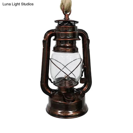 Industrial Clear Glass Pendant Ceiling Light For Coffee Shop - Black/Bronze/Antique Brass Finish