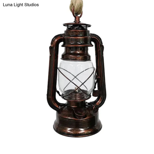 Industrial Clear Glass Pendant Ceiling Light For Coffee Shop - Black/Bronze/Antique Brass Finish