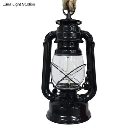 Industrial Clear Glass Pendant Ceiling Light For Coffee Shop - Black/Bronze/Antique Brass Finish