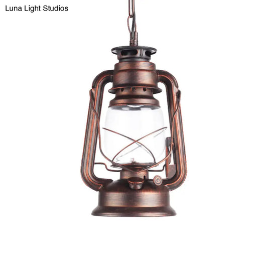 Industrial Pendant Ceiling Light: Black/Bronze/Antique Brass Finish Clear Glass 1 Light Perfect For