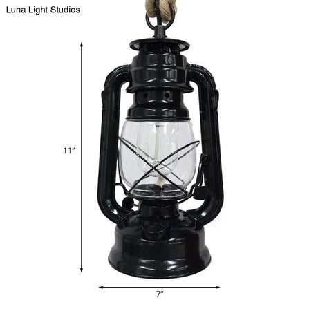 Industrial Clear Glass Pendant Ceiling Light For Coffee Shop - Black/Bronze/Antique Brass Finish