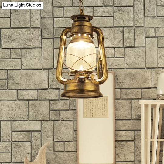 Industrial Clear Glass Pendant Ceiling Light For Coffee Shop - Black/Bronze/Antique Brass Finish