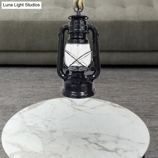 Industrial Clear Glass Pendant Ceiling Light For Coffee Shop - Black/Bronze/Antique Brass Finish