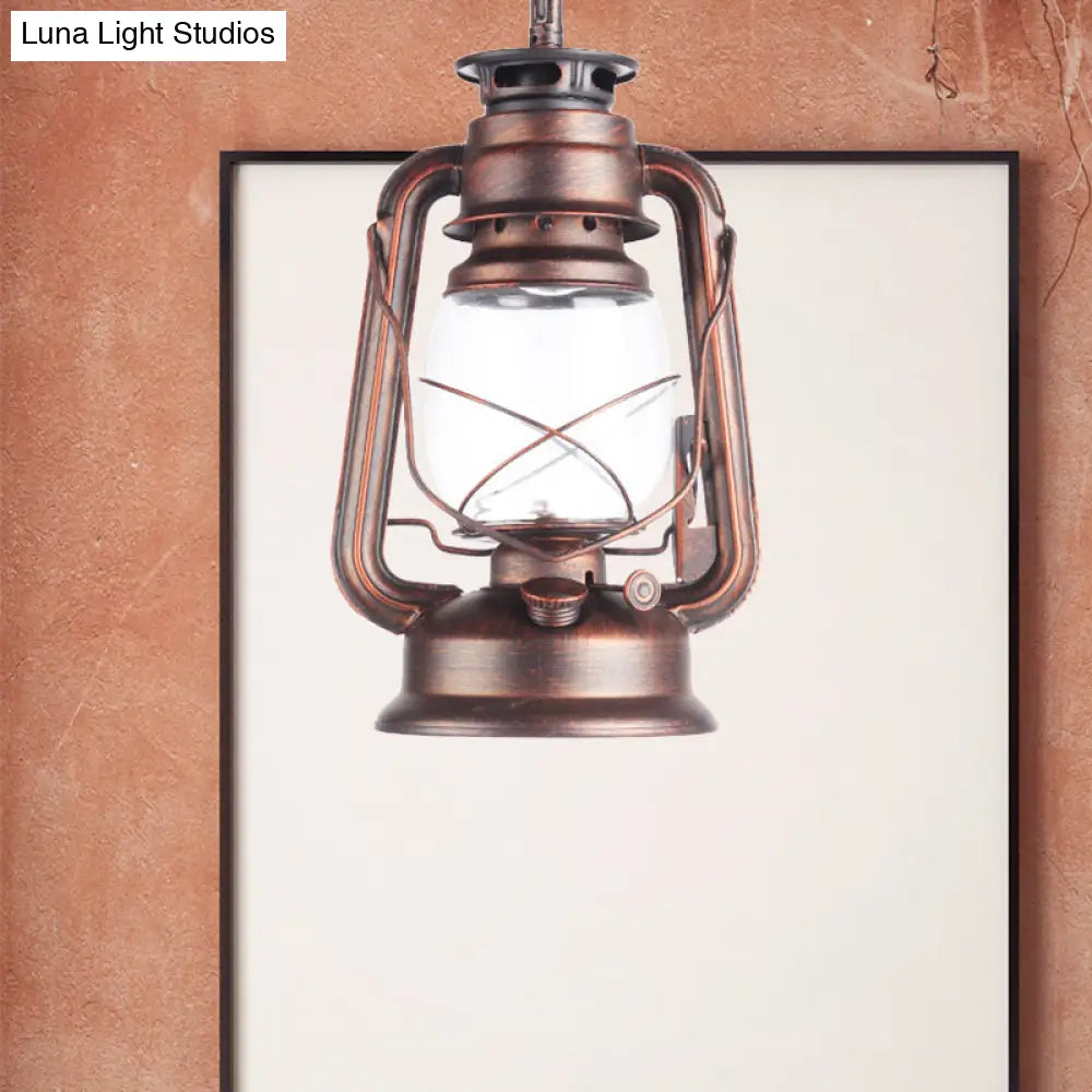 Industrial Clear Glass Pendant Ceiling Light For Coffee Shop - Black/Bronze/Antique Brass Finish