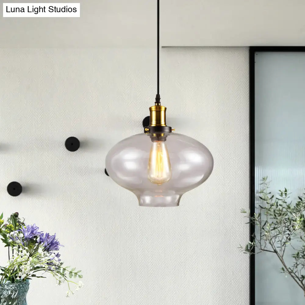 Industrial Clear Glass Pendant Light - Brass Finish 7.5’/11’ Wide