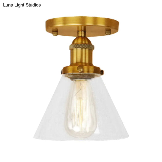 Industrial Clear Glass Semi Flush Mount In Black/Bronze/Copper